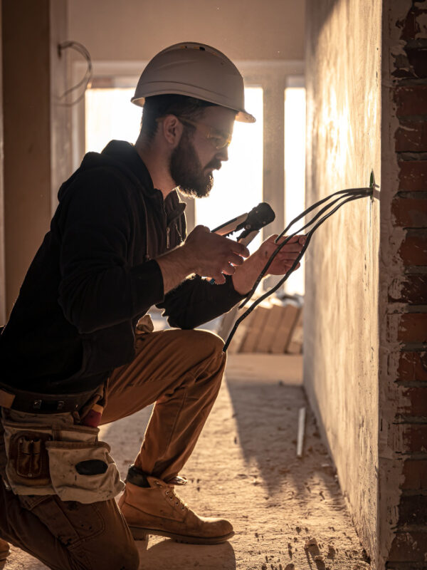 worker-is-cutting-wires-with-linemans-pliers